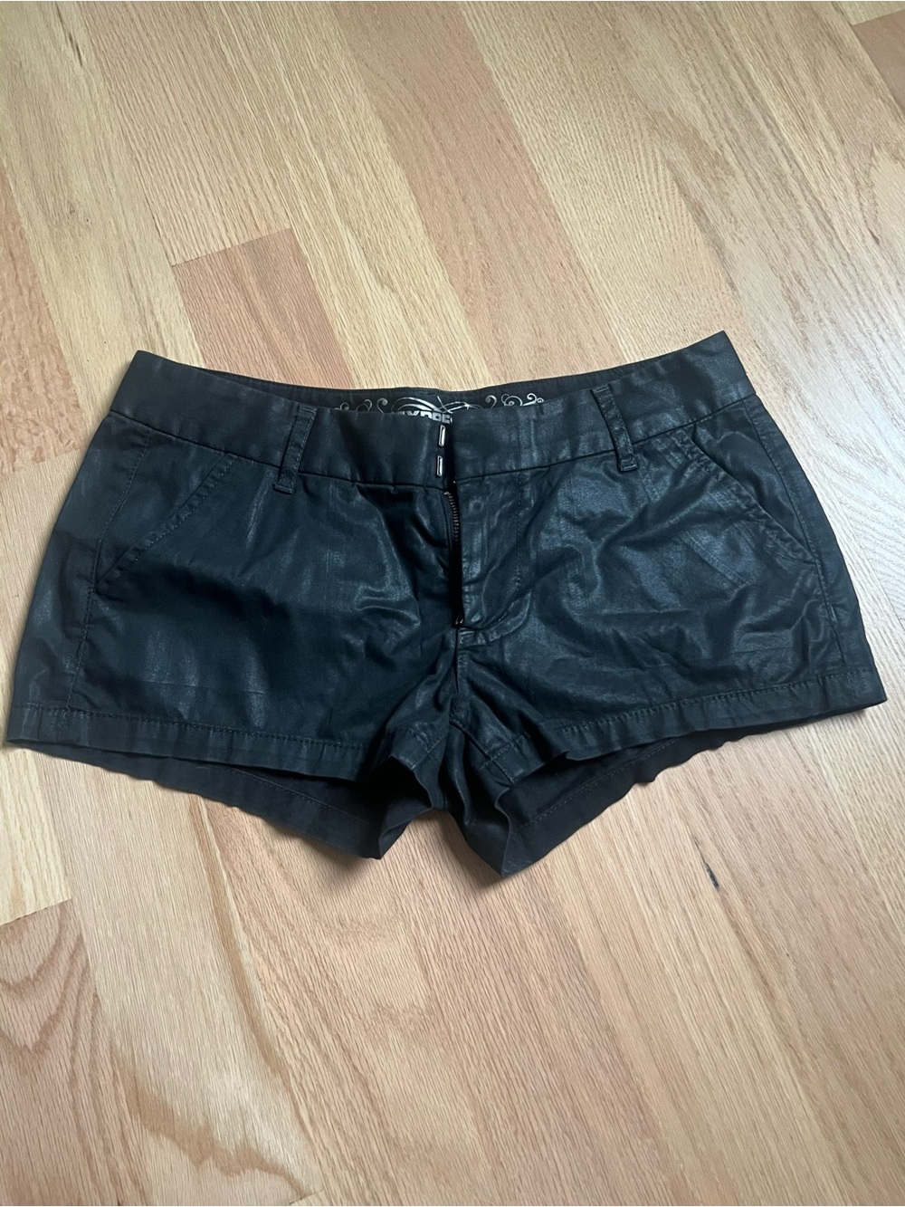Black Women's Casual Faux Leather Mini Shorts - 0